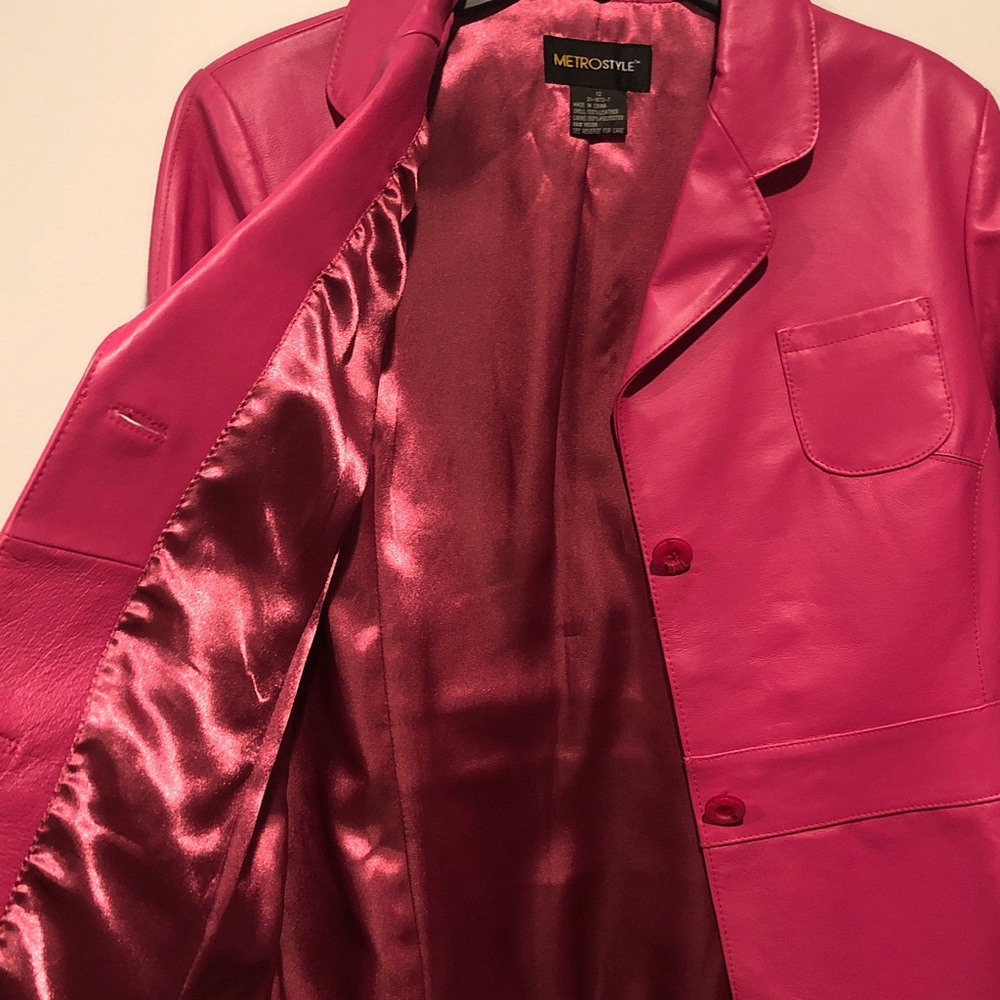 Vintage Metrostyle Magenta Leather Jacket - Picture 5 of 5